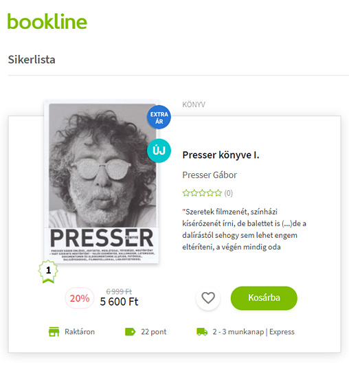 Els� a&nbsp;Presser k�nyve a&nbsp;Bookline sikerlist�j�n